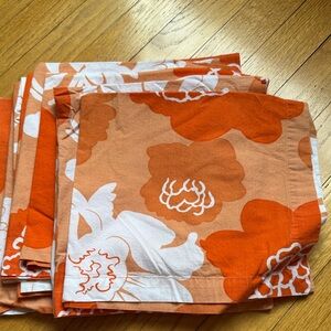 Crate&Barrel Vibrant Orange and White Floral Napkins